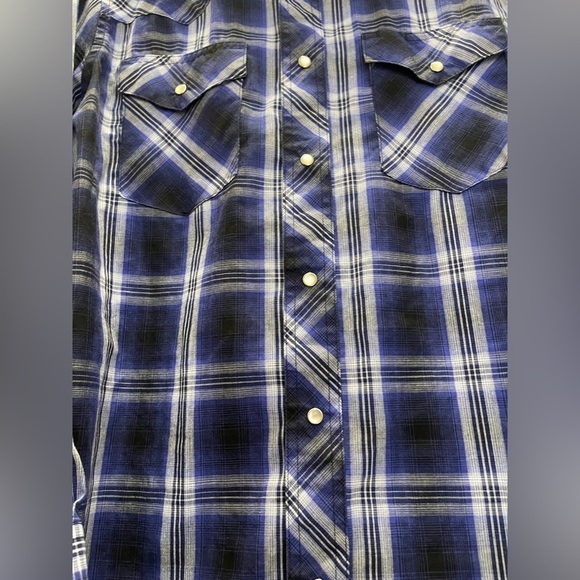 Wrangler Western Pearl Snap Womens Blue Plaid Cowboy Rodeo Shirt Collared Med - Picture 10 of 12